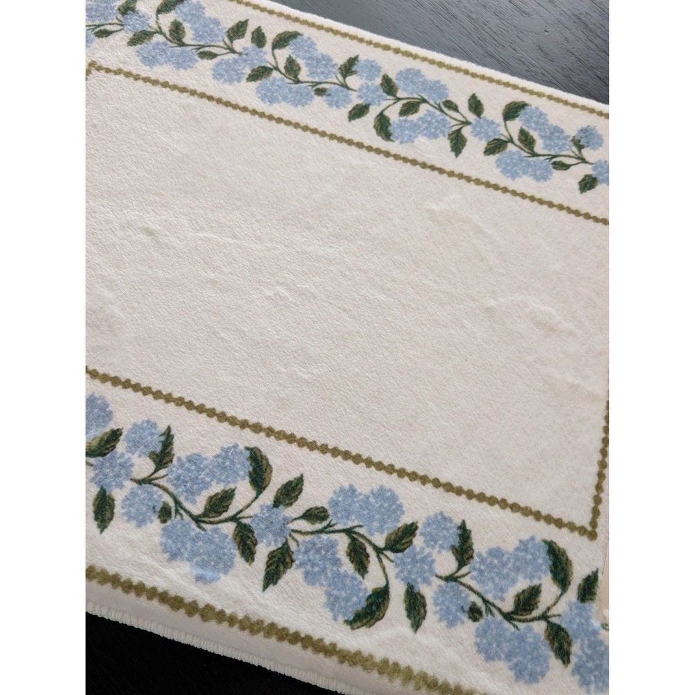 Rifle Paper Co x Loloi Delilah Bath Rug 17" x 24" Blue Hydrangea Floral Border - Picture 2 of 8